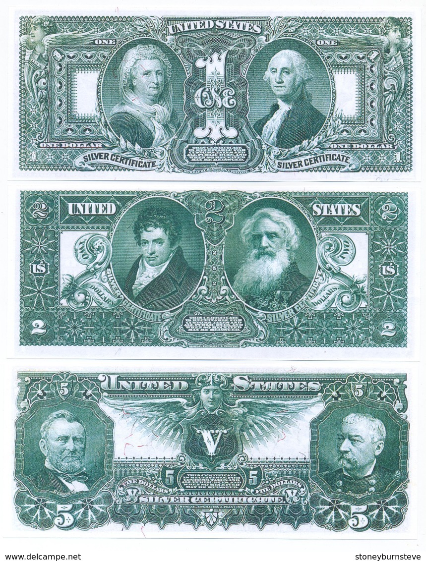 USA Silver Certificate 3 Note Set 1896 COPY - Certificati D'Argento (1878-1923)