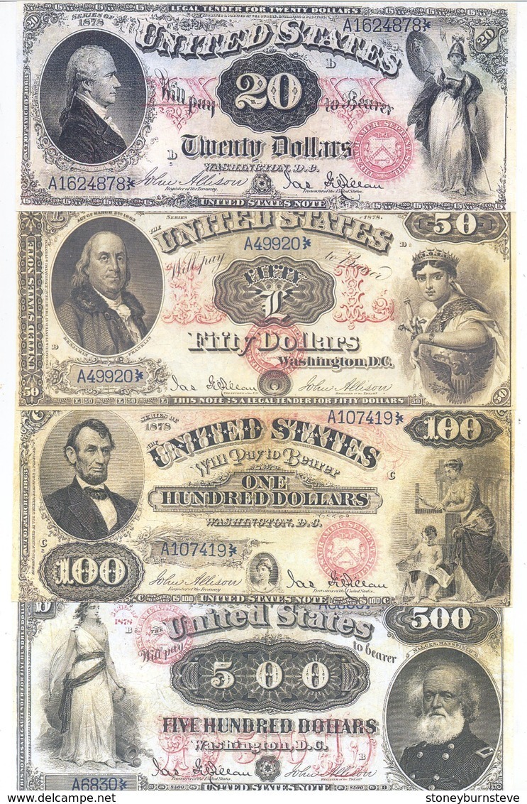 US Notes 13 Note Set 1878 COPY - Billetes De Estados Unidos (1862-1923)