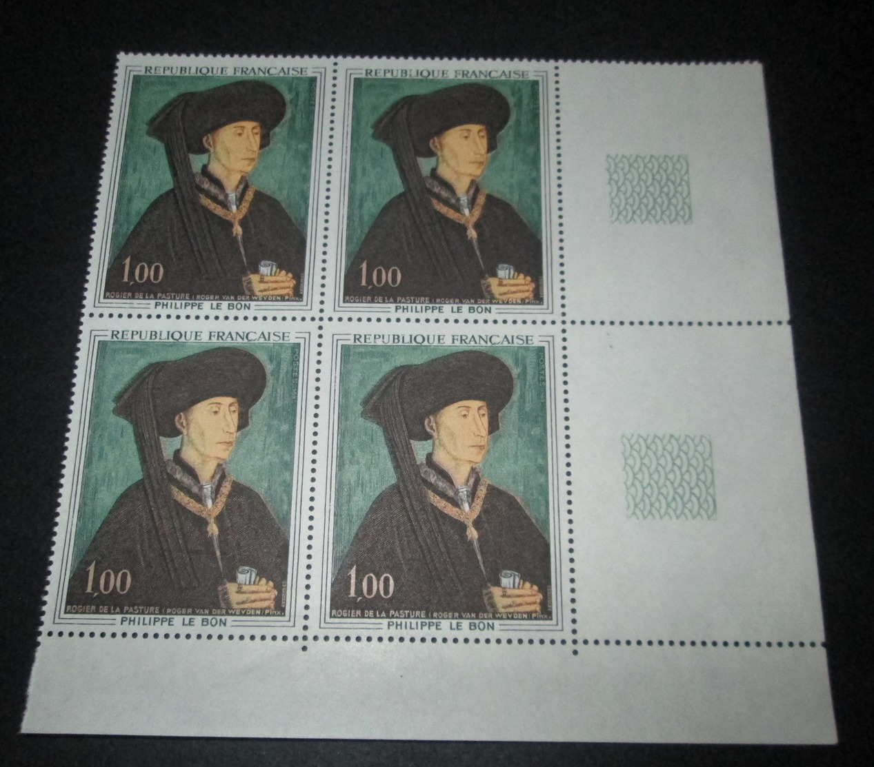 France 1969 Neuf** N° 1587 Tableau  Philippe Le Bon Feuille Bloc De 4 Timbres - Feuilles Complètes