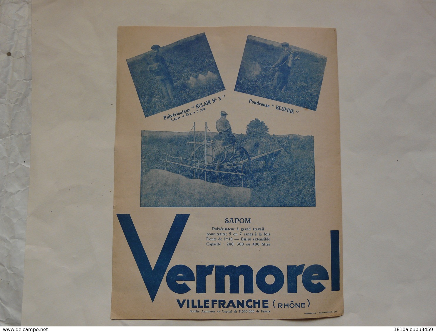 VIEUX PAPIERS - 69 VILLEFRANCHE - ETS VERMOREL : Prospectus Contre Le Doryphore - Les Conseils De La Station - Werbung