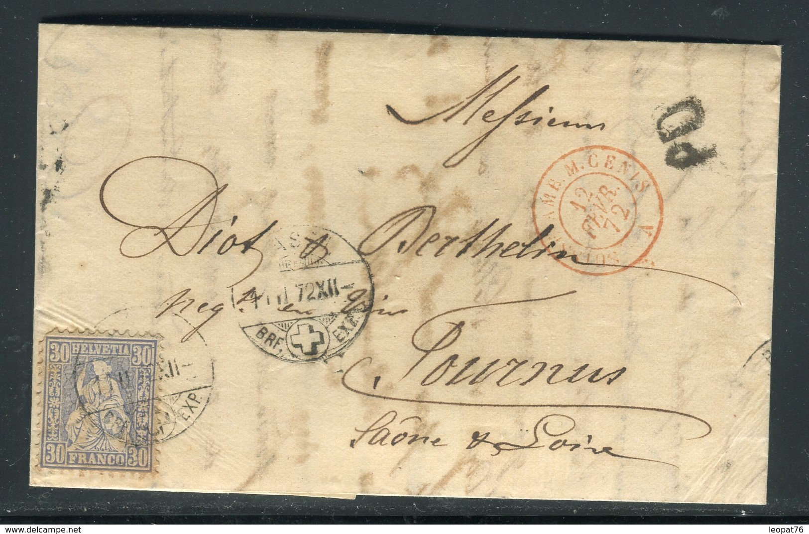 Suisse - Lettre Avec Texte De Basel Pour La France En 1872 , Cachet D'entré Par M.Cenis -  Réf J56 - Marcophilie