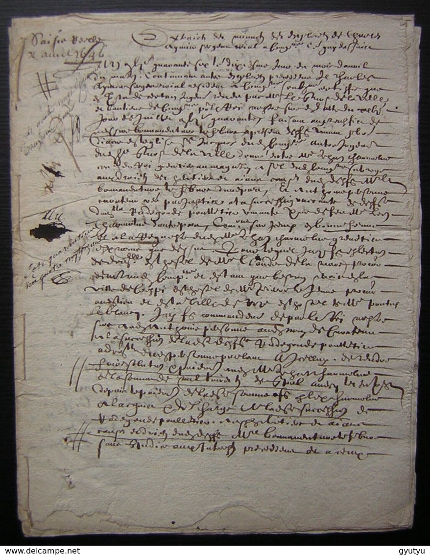 1646 Document De 20 Pages Manuscrites Et Imprimées Succession Jean Charmolüe Et Perrette Royauté à Crépy En Valois - Manoscritti