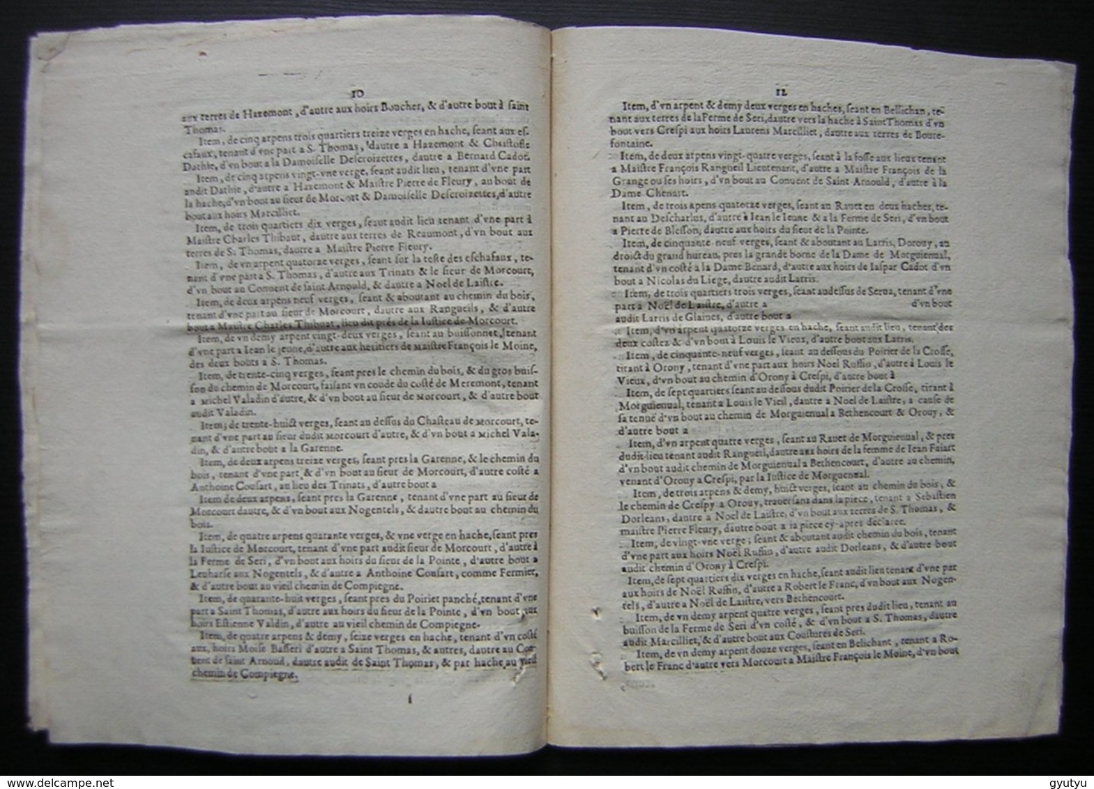 1646 Document de 20 pages manuscrites et imprimées succession Jean Charmolüe et Perrette Royauté à Crépy en Valois