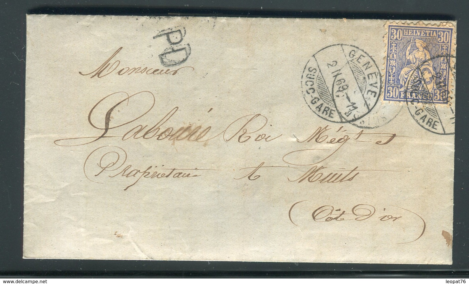 Suisse - Lettre Avec Texte De Genève Pour La France En 1869 -  Réf J59 - Marcophilie