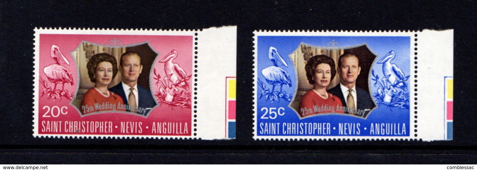 ST  CHRISTOPHER  NEVIS  AND  ANGUILLA    1972    Royal  Silver  Wedding    Set  Of  2    MNH - St.Christopher, Nevis En Anguilla (...-1980)