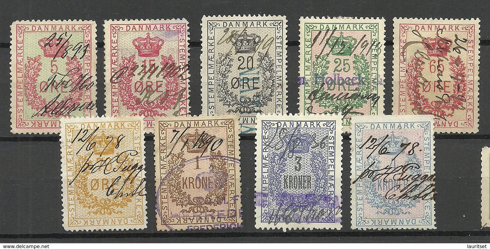 DENMARK Dänemark 1870/90ies Stempelmarken Documentary Stamps Tax Revenue O - Fiscaux