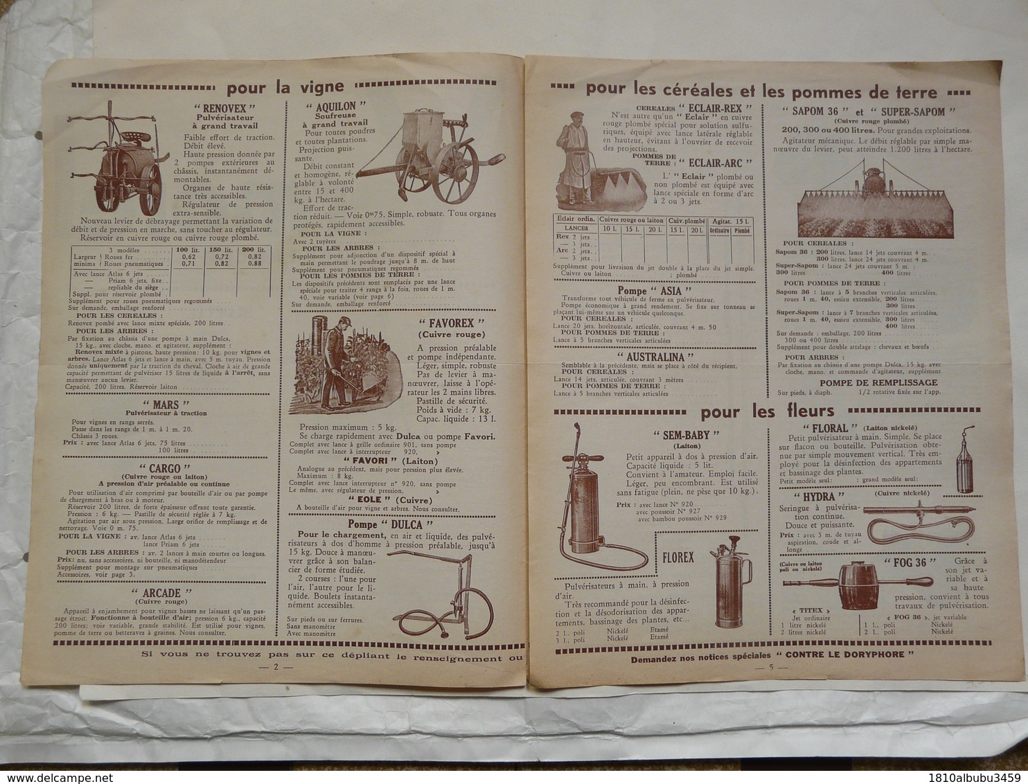 VIEUX PAPIERS - 69 VILLEFRANCHE - ETS VERMOREL : Catalogue (6 Pages) Sur Les Pulvérisateurs, Les Poudrages... - Advertising