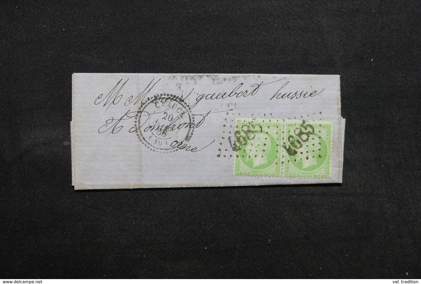 FRANCE - Lettre De Céaucé Pour Domfront En 1868 , Affranchissement Napoléon (5ct) En Paire , GC 4685 - L 32837 - 1849-1876: Période Classique