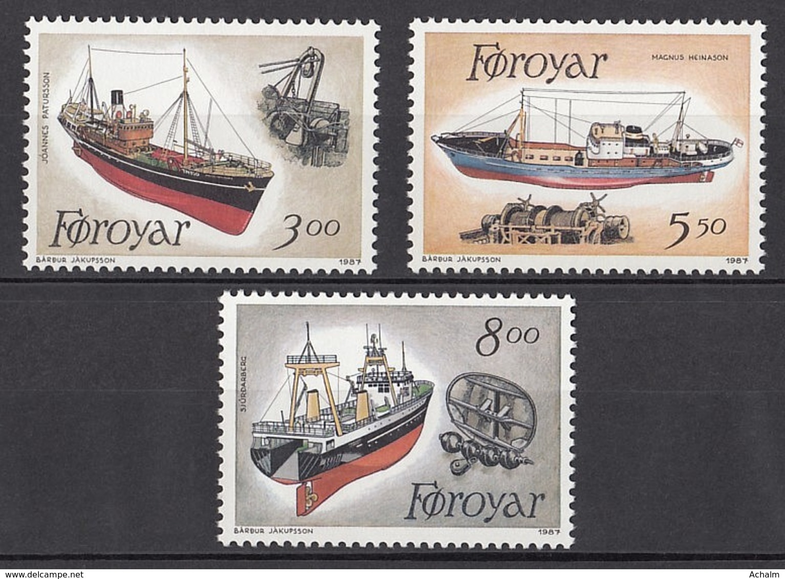 Färöer/Føroyar/Faroe Islands Of 1987 / MiNr. 151-153 ** MNH / Fischereischiffe - Fishing Vessels - Färöer Inseln