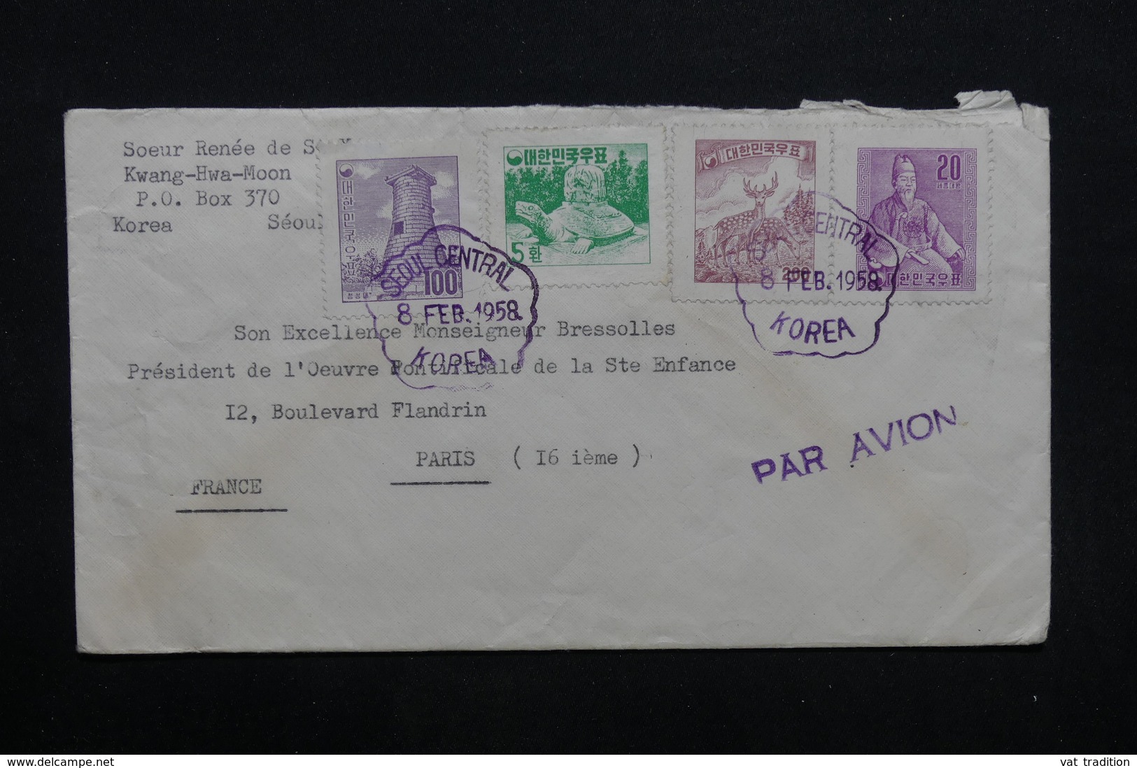 CORÉE - Enveloppe De Séoul Pour La France En 1958 , Affranchissement Plaisant - L 32841 - Corea Del Sur