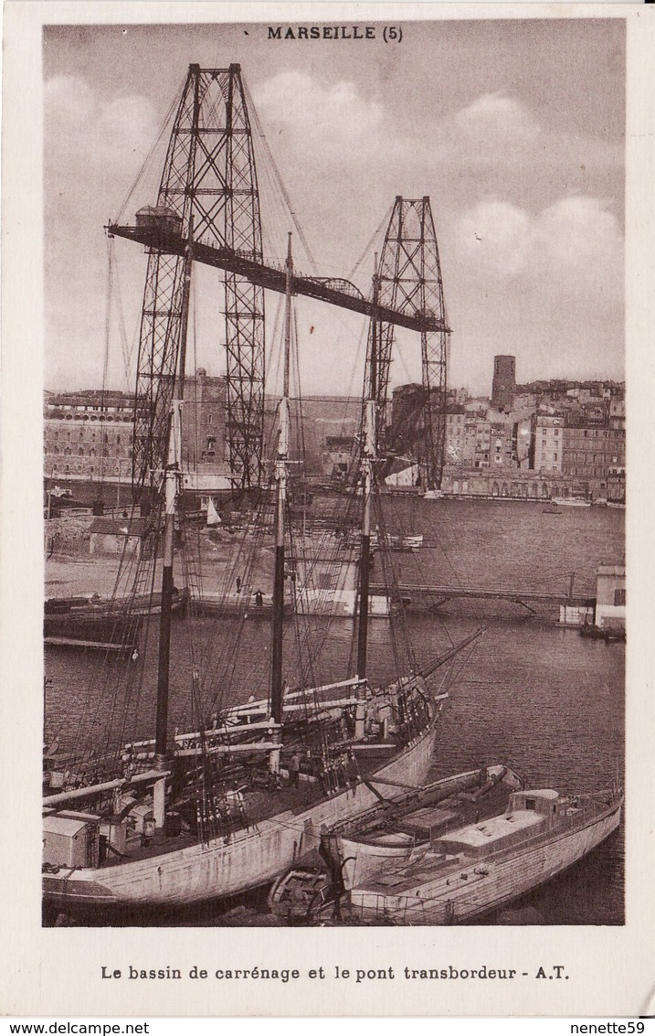 CPA 13 --  MARSEILLE -- Le Bassin De Carénage Et Le Pont Transbordeur - Canebière, Centre Ville