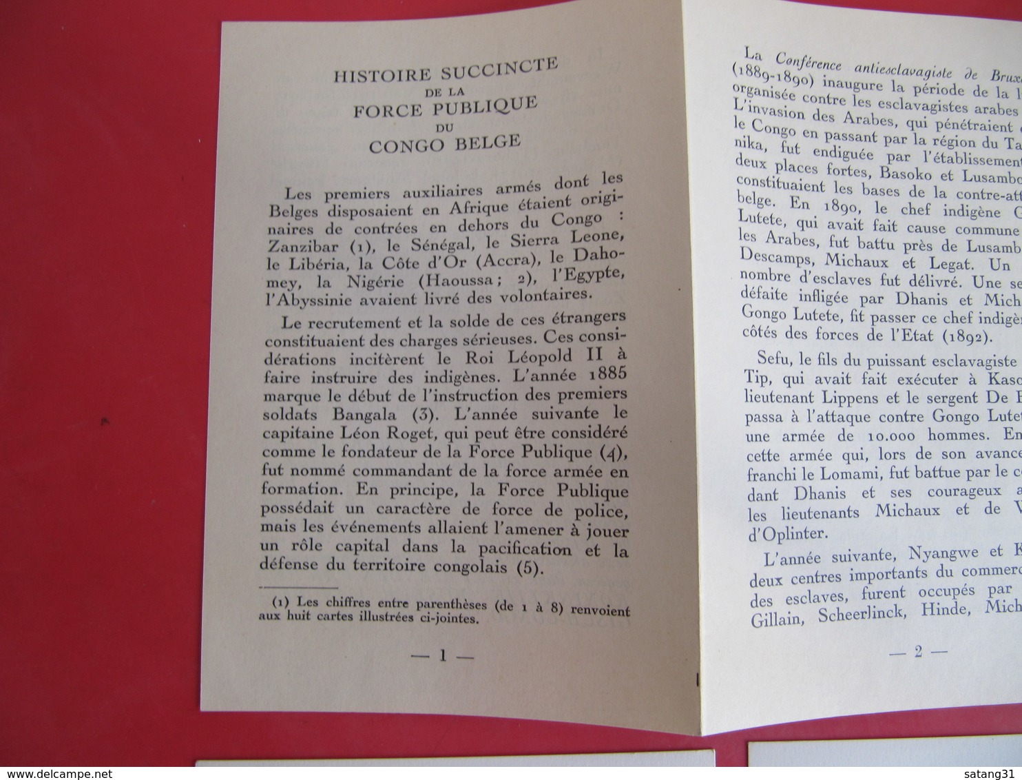 HISTOIRE SUCCINTE DE LA FORCE PUBLIQUE DU CONGO BELGE.BEKNOPTE GESCHIEDENIS VAN BELGISCH-CONGO. - Belgisch-Congo