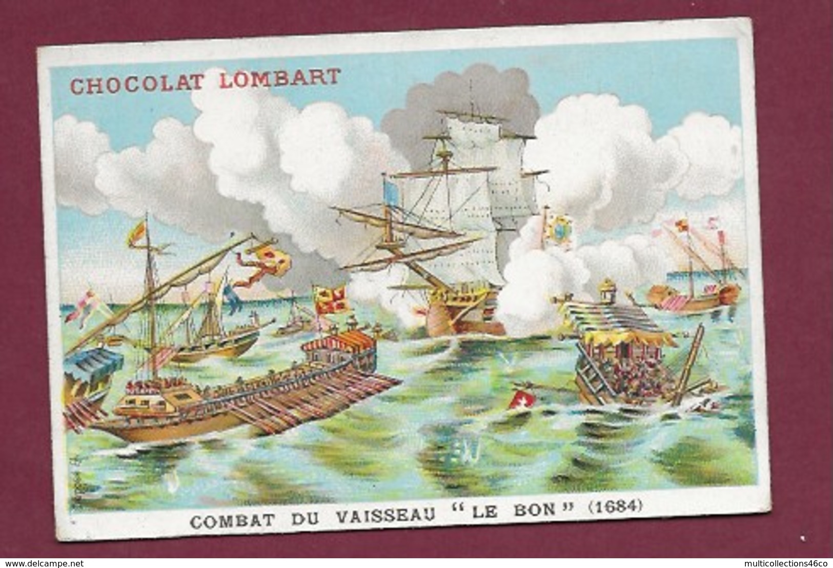 250619 - CHROMO CHOCOLAT LOMBART - Combat Du Vaisseau "Le Bon" 1684 - Lombart