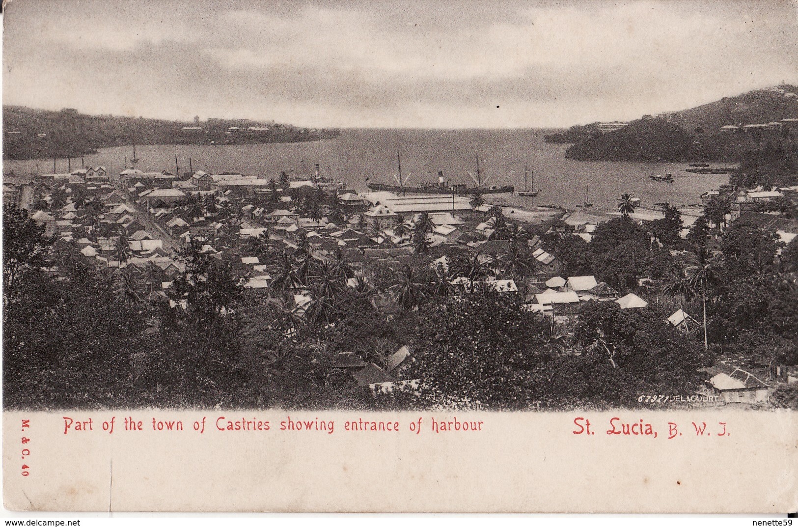 SAINTE LUCIE -- SAINT LUCIA -- Part Of The Town Of Castries Showing Entrance Of Harbour Vers 1910 - Sainte-Lucie