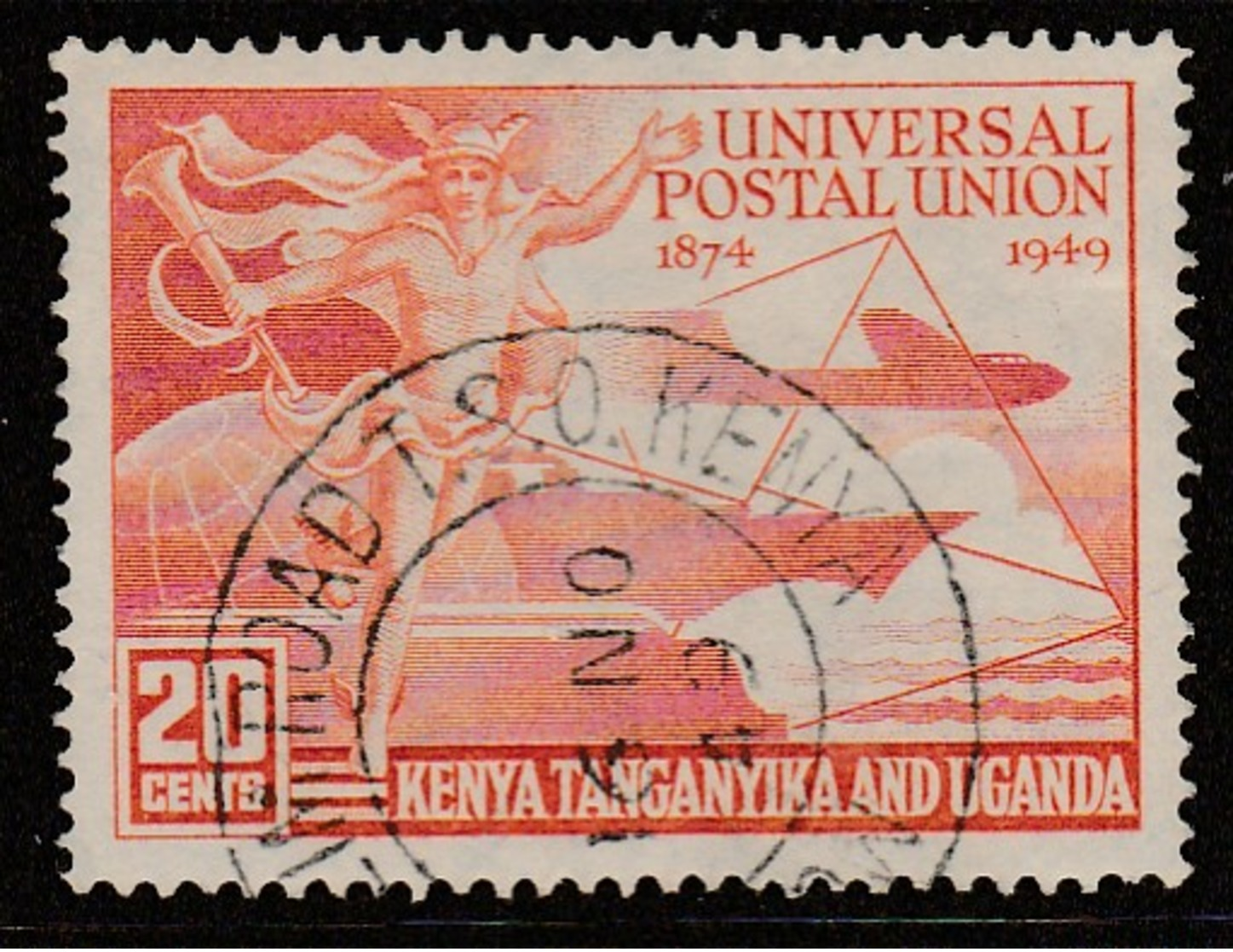 Kenya 1949 The 75th Anniversary Of U.P.U. 20 C Reddish Orange SW 54 O Used - Kenya, Uganda & Tanganyika