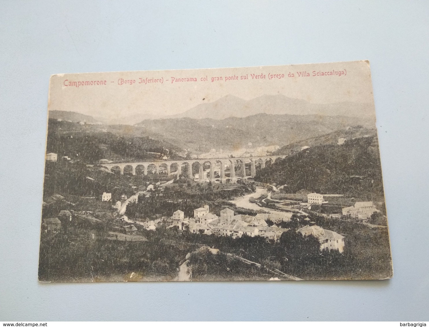 CARTOLINA CAMPOMORONE - PANORAMA COL GRAN PONTE SUL VERDE (PRESO DA VILLA SCIACCALUGA) - Genova