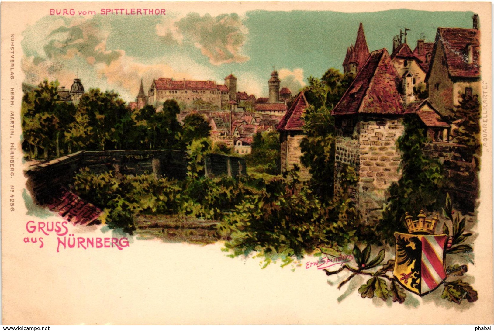 Germany, Nürnberg, Nuremberg, Burg Vom Spittlerthor, Old Litho Postcard - Nuernberg