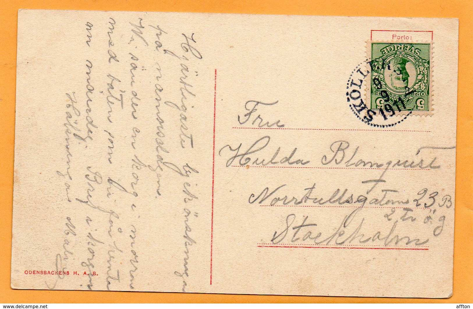 Odensbacken Sweden 1911 Postcard - Sweden