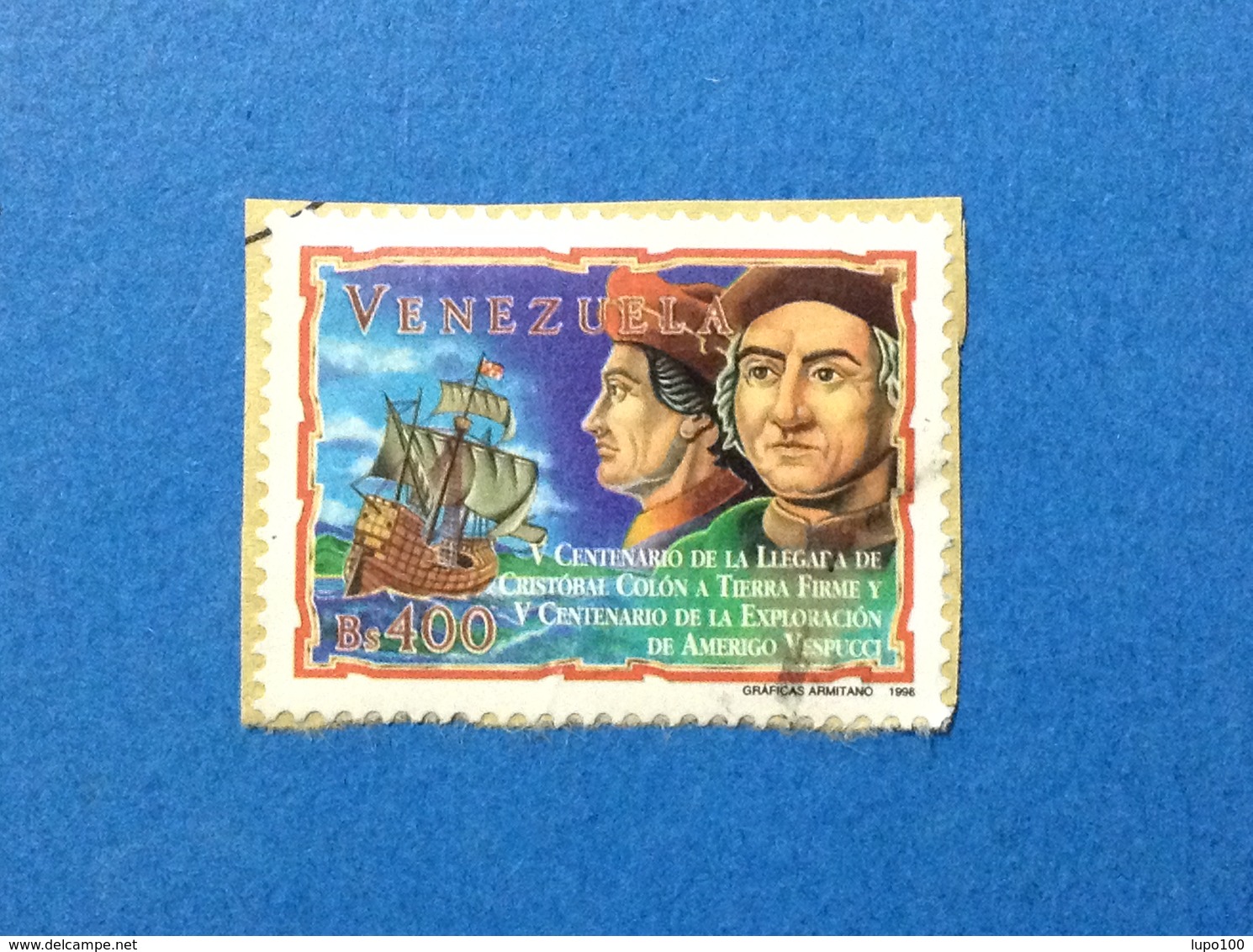 1998 VENEZUELA FRANCOBOLLO USATO STAMP USED COLOMBO VESPUCCI - Venezuela