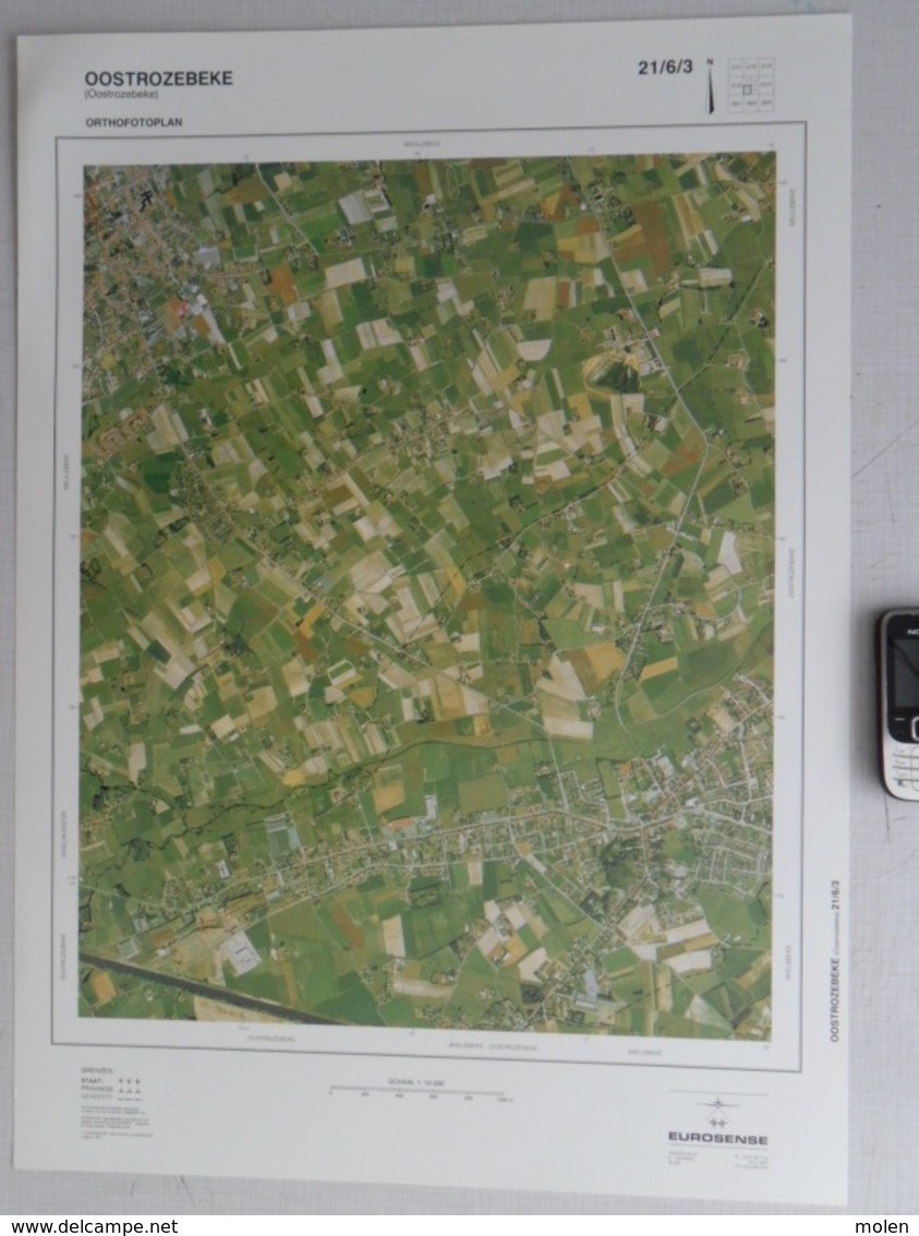 GROTE LUCHT-FOTO OOSTROZEBEKE HAANTJESHOEK MEULEBEKE ©1990 48x67cm 1/10000 ORTHOFOTOPLAN TOPOGRAPHIE PHOTO AERIENNE R705 - Oostrozebeke