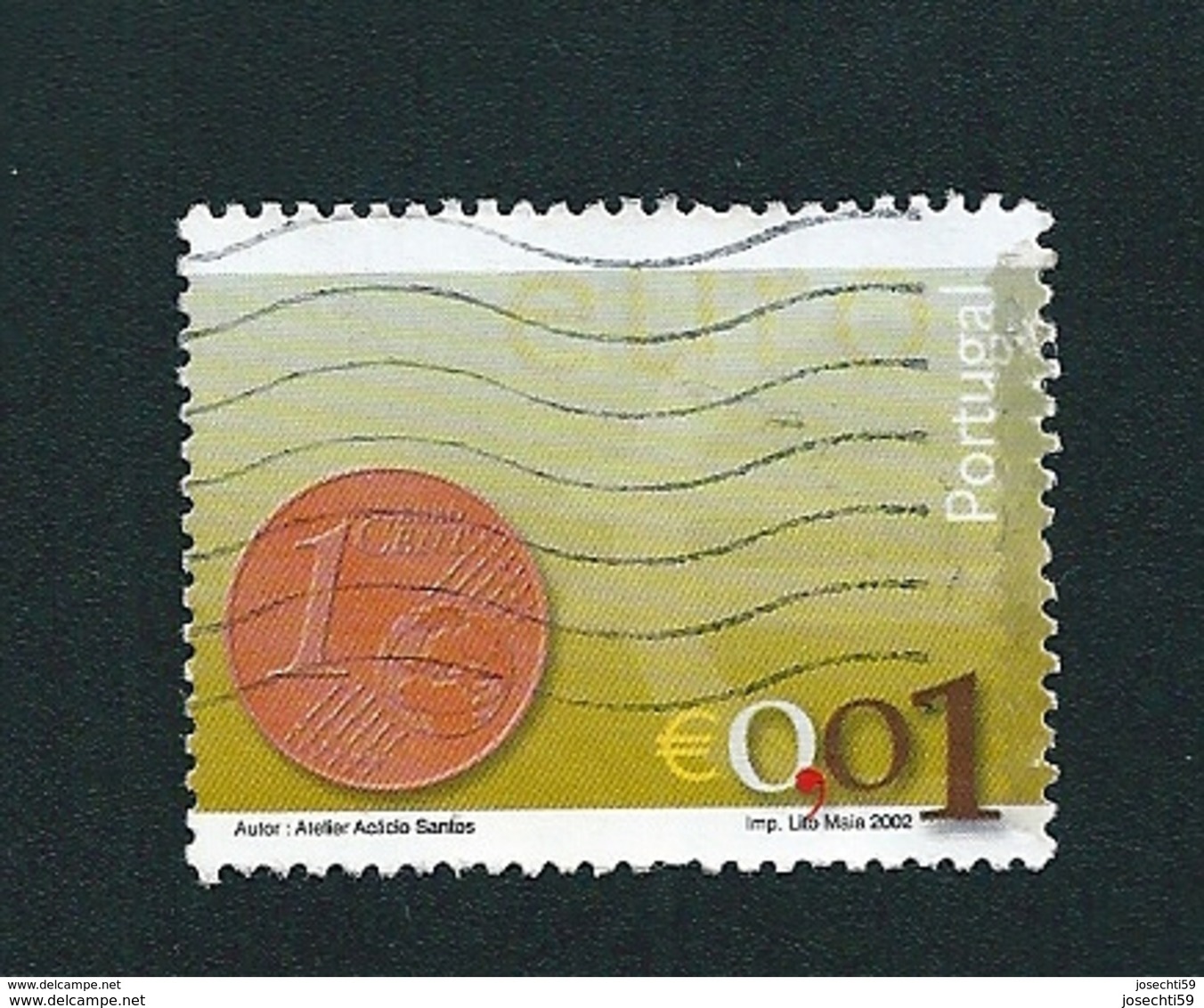 N° 2540 Nouvelle Pièce Euro 0,01 Euro;  Oblitéré Timbre  Portugal 2002 - Oblitérés