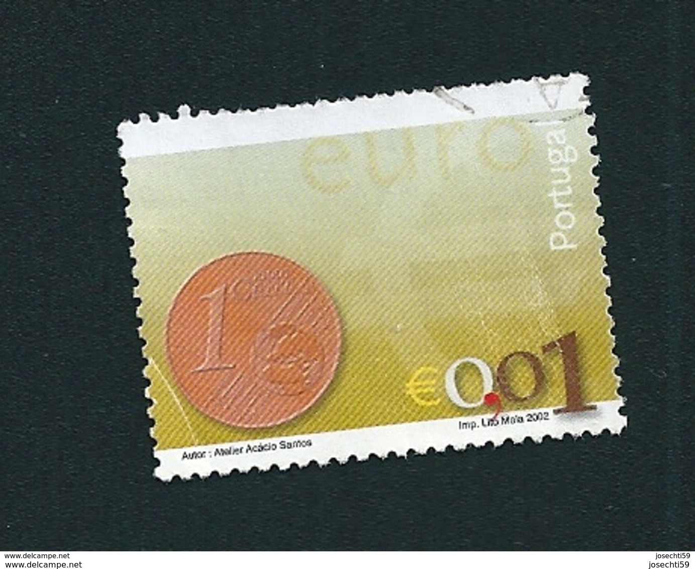 N° 2540 Nouvelle Pièce Euro 0,01 Euro;  Oblitéré Timbre  Portugal 2002 - Oblitérés