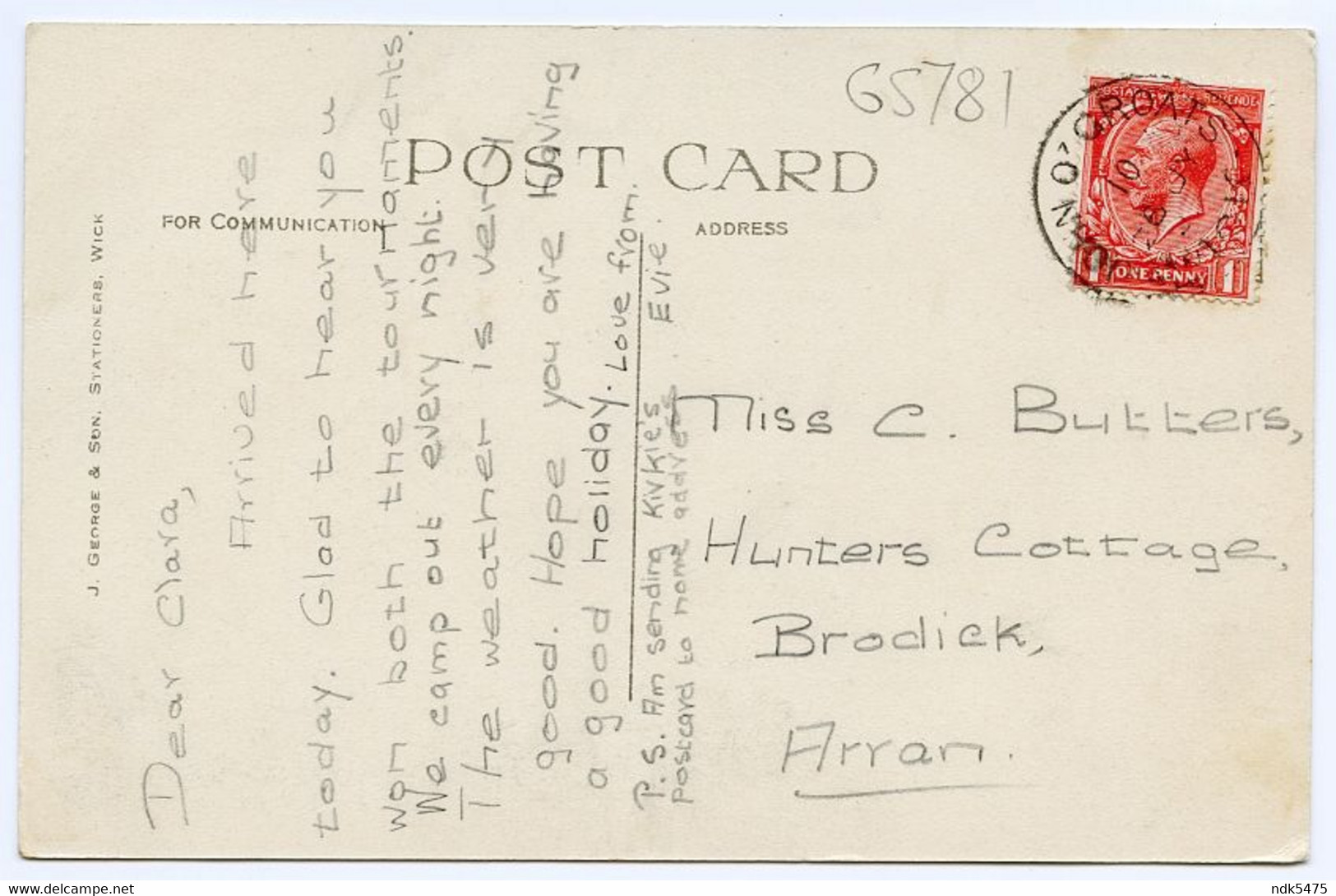 JOHN O'GROATS : THE PIER / ADDRESS - BRODICK, HUNTERS COTTAGE (BUTTERS) - Caithness