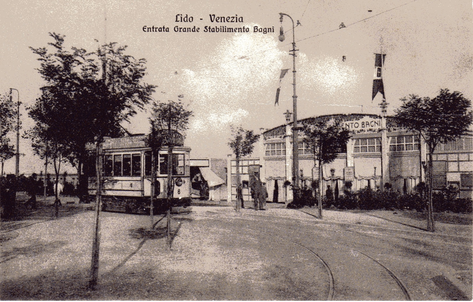 VENEZIA - LIDO,  Entrata Grande Stabilimento Bagni   Tram ,E.F.Garbisa , Venezia-Lido - Venezia (Venedig)