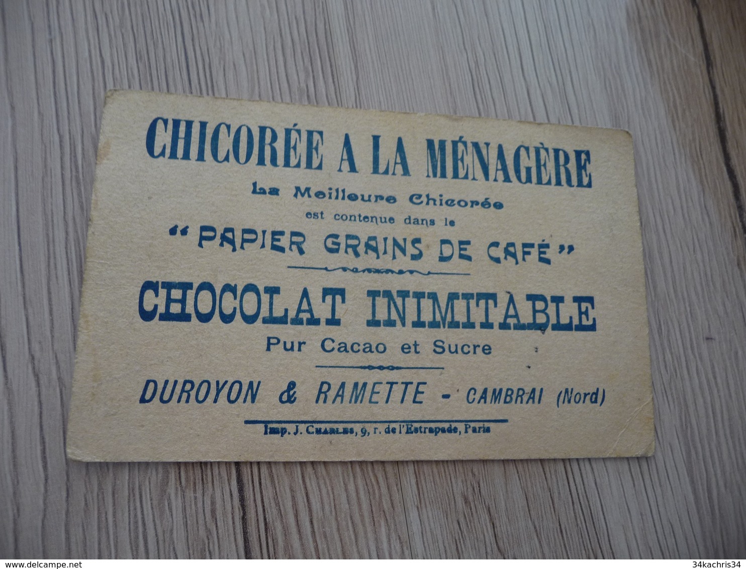 Chromo Ancien Chicorée à La Ménagère Papiers Grains Café Cambrai Chocolat Inimitable En L'an 2000 Scaphandriers Promenad - Other & Unclassified