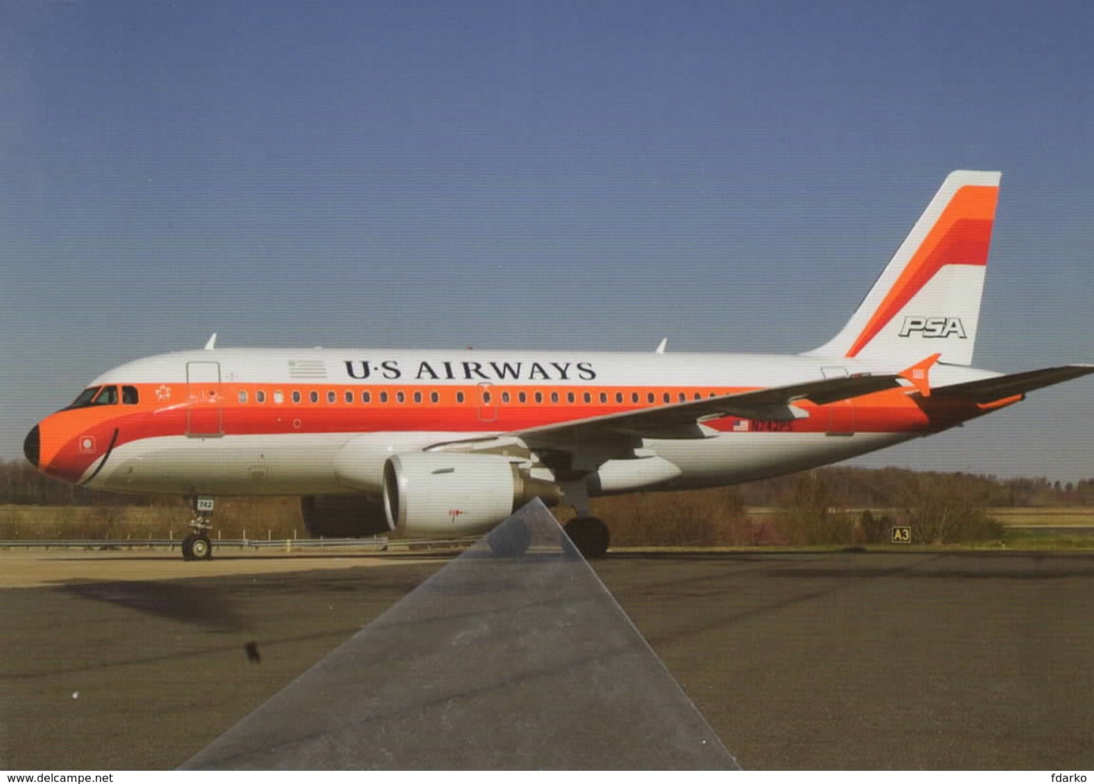 US AIRWAYS PSA A319 N742PS Aviation Aiplane Planes Flugzeuge - 1946-....: Moderne