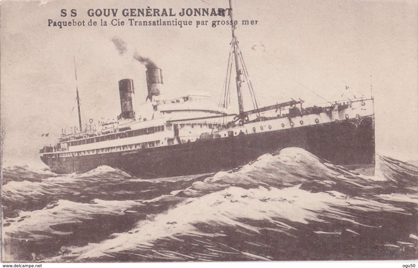 Paquebot (Bateaux) - S S Gouv Genéral Jonnart - Cie Transatlantique - Par Grosse Mer - Steamers