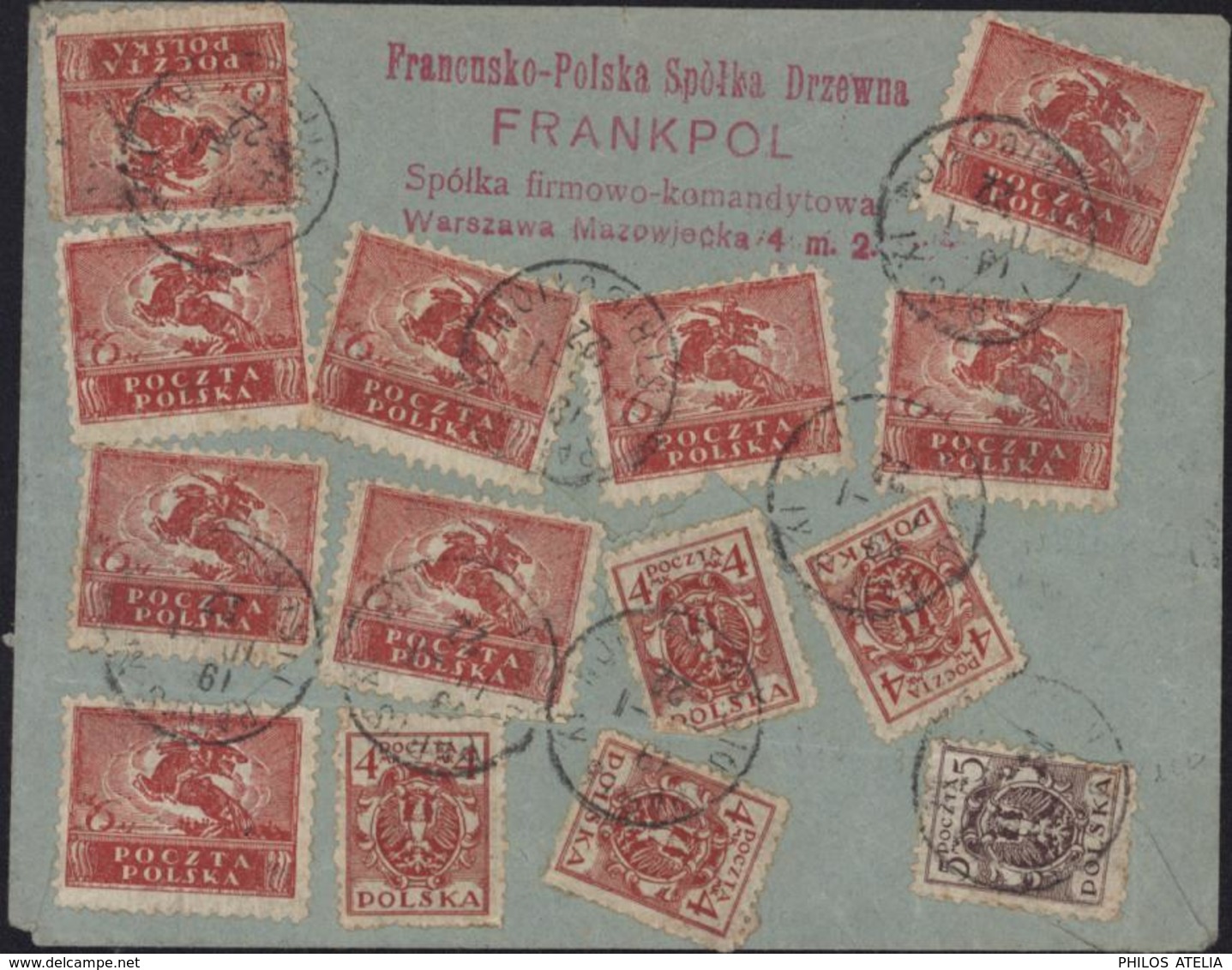 Lettre Recommandée Exprès CAD Warszawa 7 1 22 YT Pologne 215 X9 + 224 X4 + 222 CAD Paris Distribution 10 11 22 - Cartas & Documentos