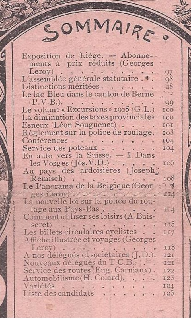 1905 TOURING CLUB DE BELGIQUE LE LAC BLEU BERN ESNEUX SUISSE AU PAYS DES ARDOISIERES AFFICHES: RED STAR LINE CHEMINS DE - 1900 - 1949