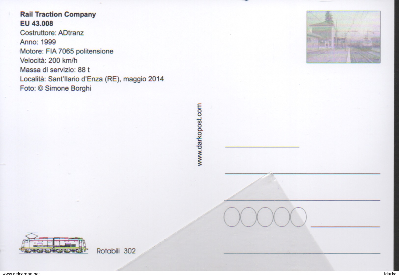 302 RTC EU 43.008 Stazione Di Sant'Ilario D'Enza Reggio Emilia Rairoad Treain Railweys Treni Rotabili - Stazioni Con Treni