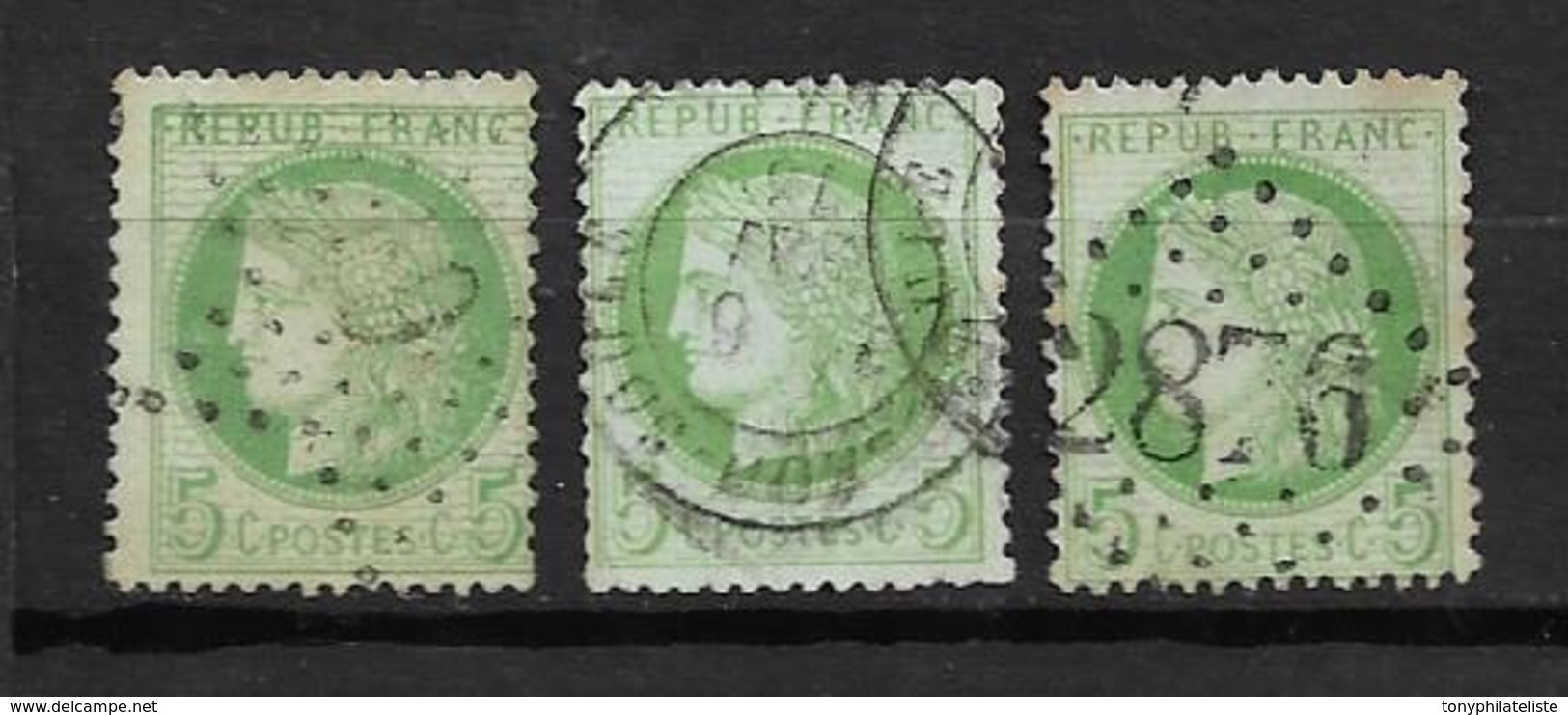 France Type Céres De 1872 N°53  3 Exemplaires Oblitérés, Cote 30€ - 1871-1875 Ceres