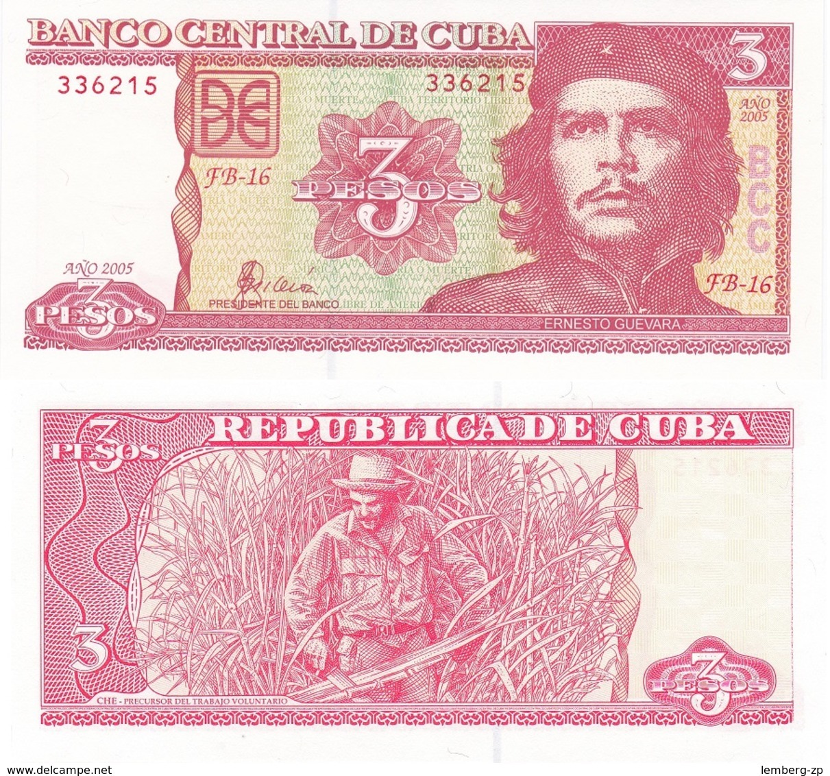 Cuba - 10 Pcs X 3 Pesos 2005 UNC Lemberg-Zp - Kuba