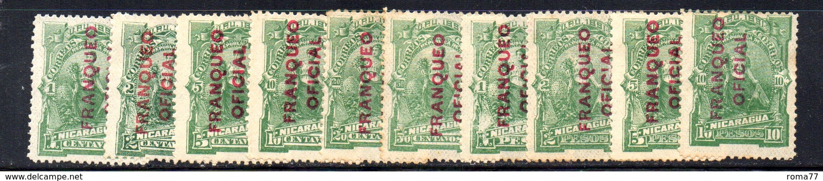 APR1549 - NICARAGUA 1891 , SERVIZIO Serie Yvert N. 11/20 Nuova  * (2380A) Linguelle Forti - Nicaragua