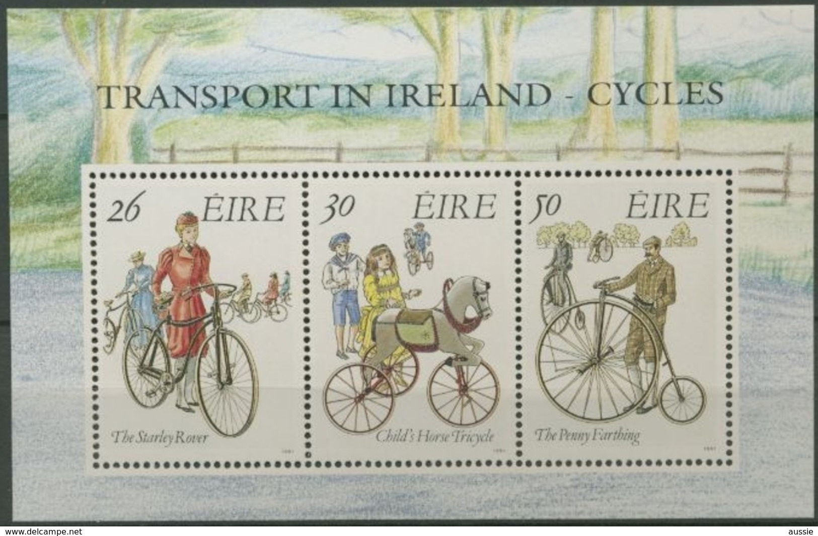 Ierland Irlande Ireland 1991 Yvertnr. Bloc 8 *** MNH Cote 6,50 Euro  Bicyclettes Fietsen Bicycles - Blocs-feuillets