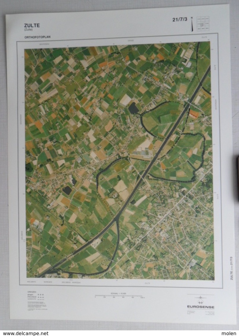 GROTE LUCHT-FOTO ZULTE OESELGEM OLSENE DROGENBROOD-HOEK In 1990 48x67cm ORTHOFOTOPLAN TOPOGRAPHIE PHOTO AERIENNE R709 - Zulte