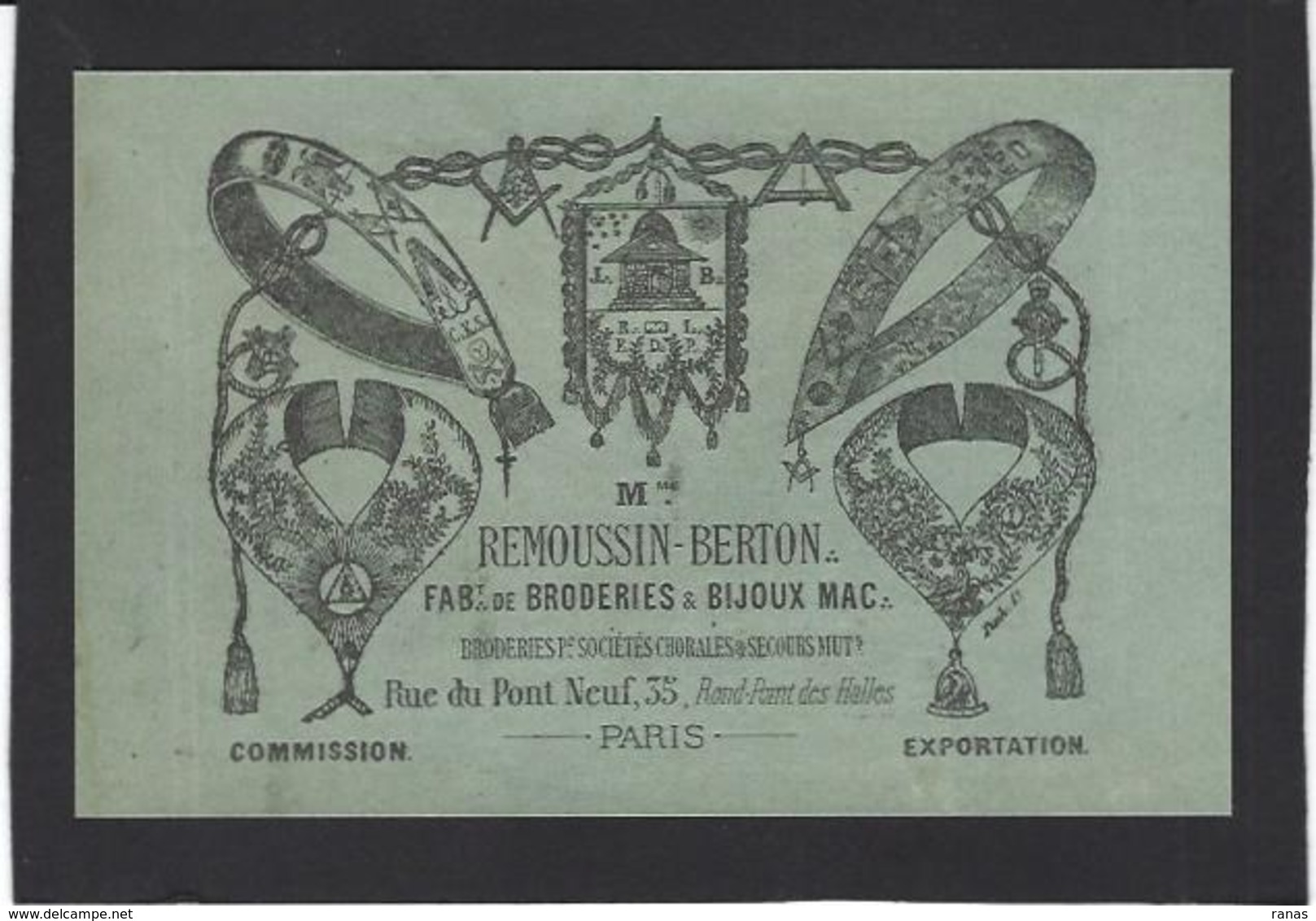 CPA Maçonnique Circulé Masonic Franc Maçonnerie Franc Maçon Publicité Paris Non Circulé - Filosofia & Pensatori