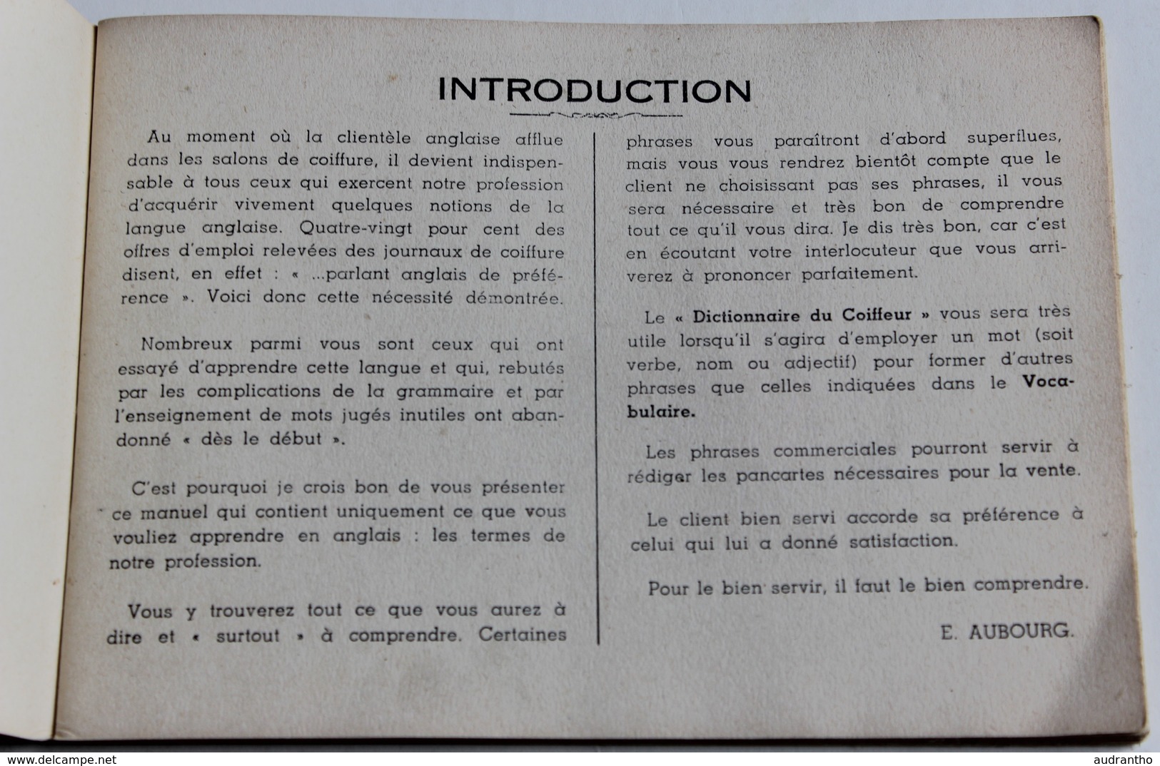 Original Livret 1938 Ce Que Tout Coiffeur Doit Savoir En Anglais Par Emile Aubourg éditions Ulysse Boucoiran Hairdresser - Books