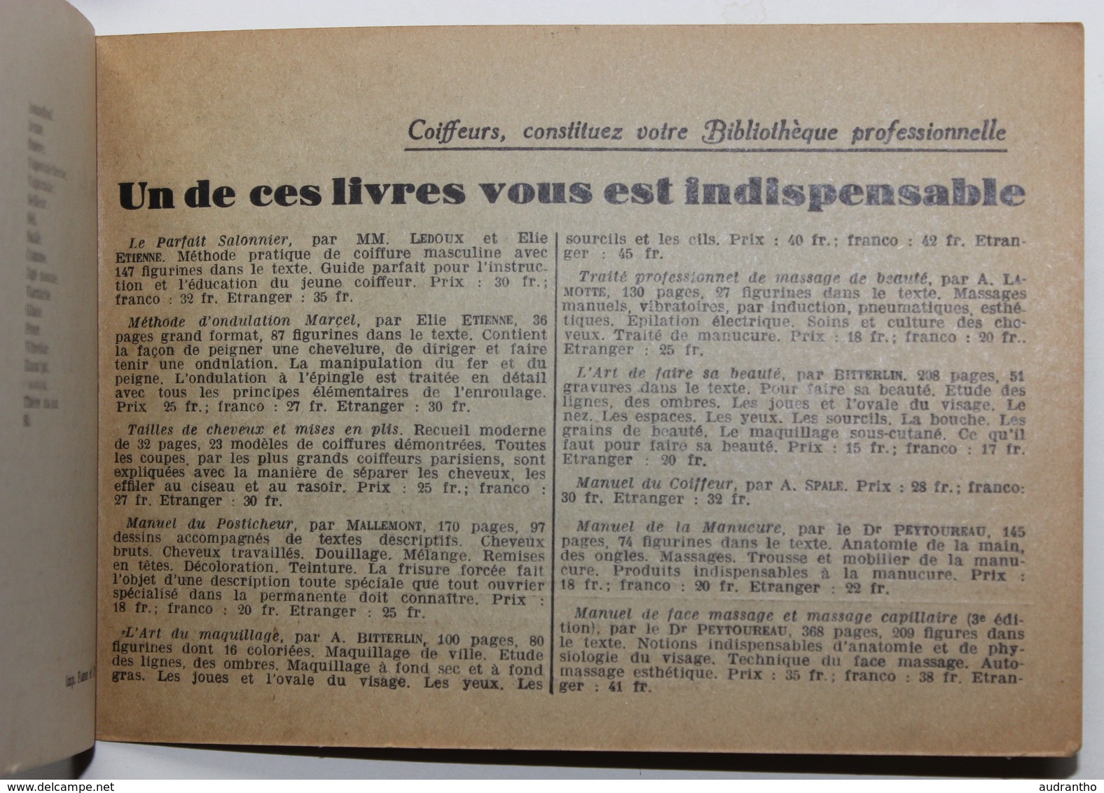 original livret 1938 Ce que tout coiffeur doit savoir en anglais par Emile Aubourg éditions Ulysse Boucoiran hairdresser
