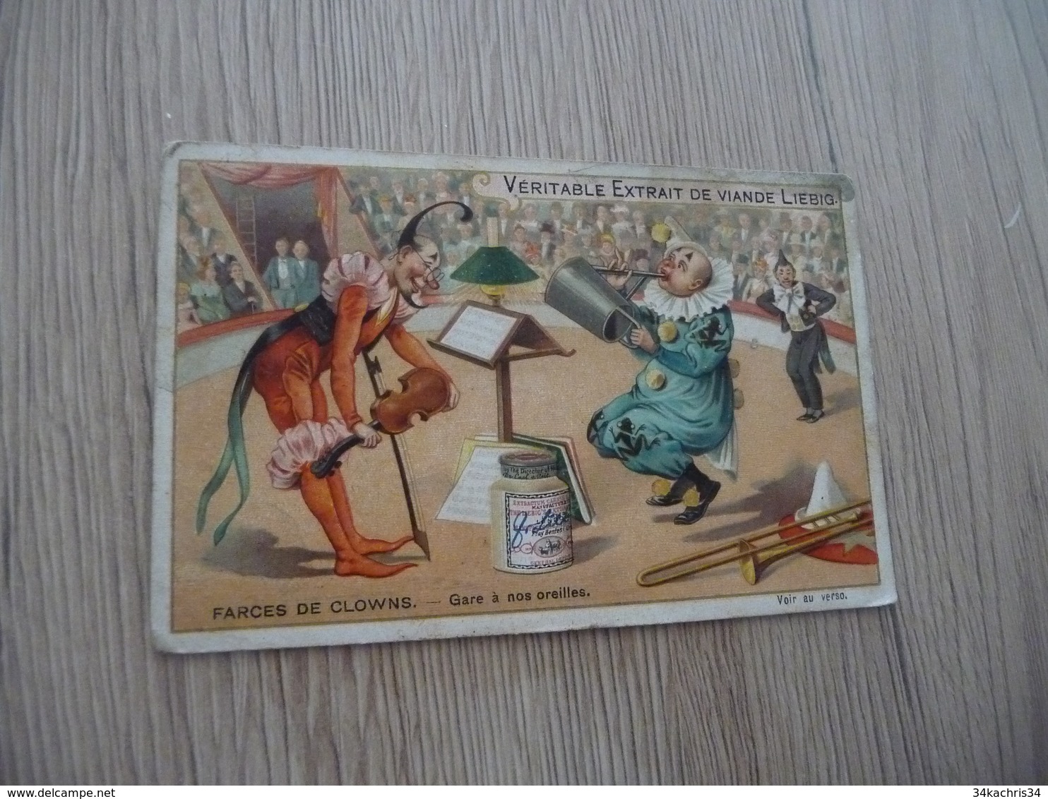 Chromo Ancien Publicitaire Liebig Farces De Clowns Cirque - Liebig