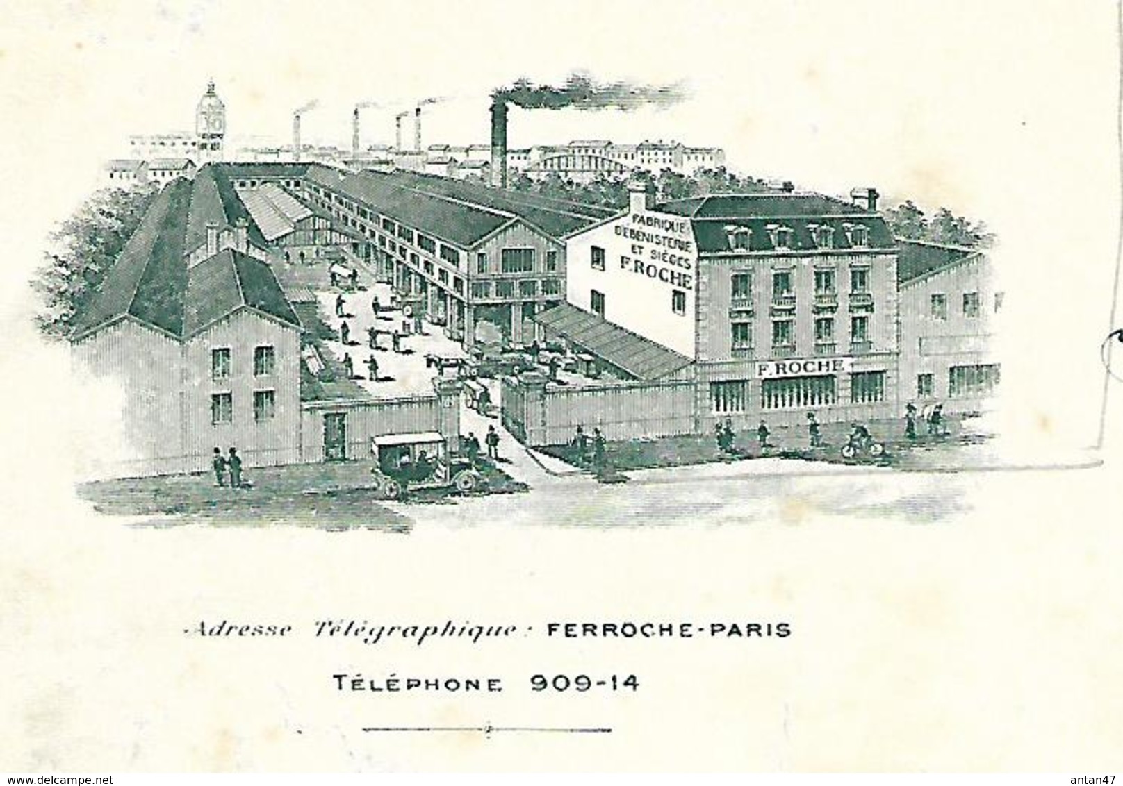 Lettre Photo Usine 1901 / 75012 PARIS Rue J. César / F. ROCHE / Fabrique D'ébénisterie Et Sièges - 1900 – 1949