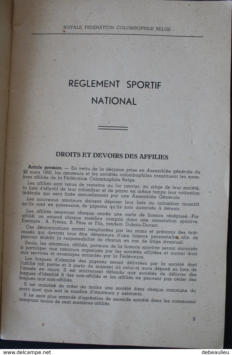 Colombophilie, Lot De "Titre De Propriété De La Bague" (années 50-60) + Réglement Sportif National R.F.C.B - Collections