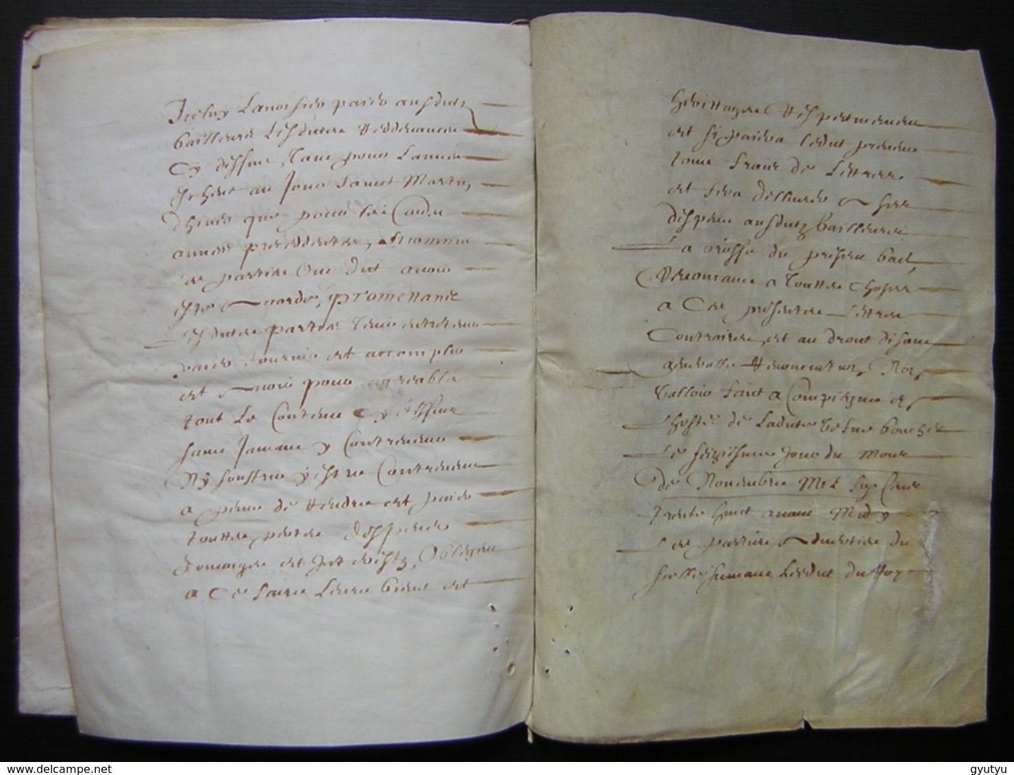 1638 parchemin de 12 pages bail de la ferme de Mermont Crépy Oise à Pierre Lavoisier et Augustin Béranger par Charmoluë