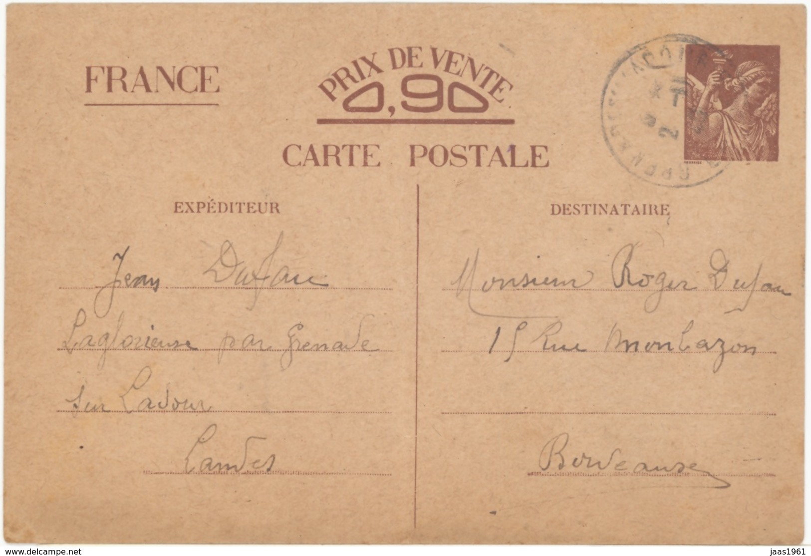 FRANCE. POSTAL STATIONARY. 1940. - Otros & Sin Clasificación