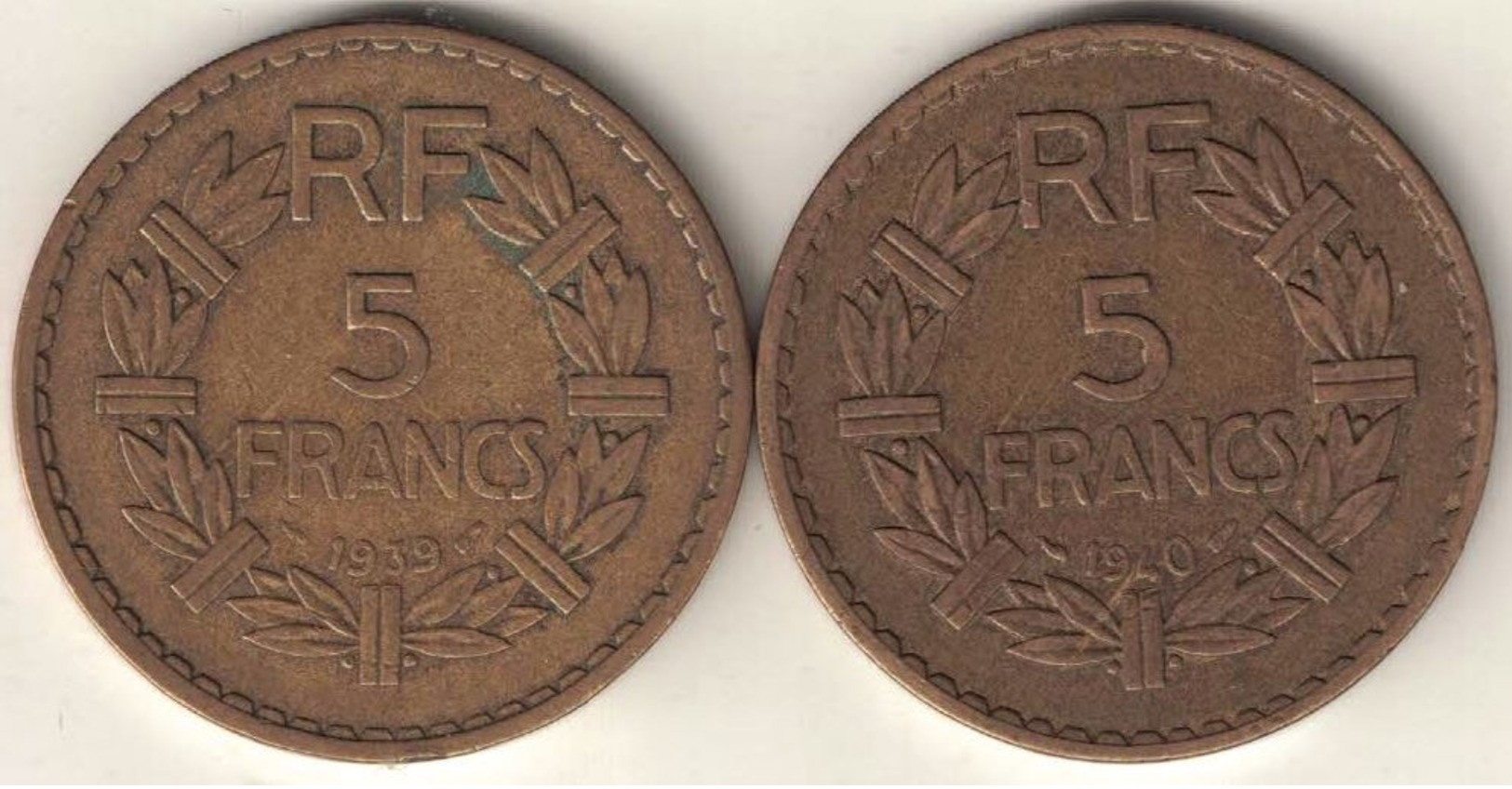 France 5 Francs 1939 & 1940 - Autres & Non Classés