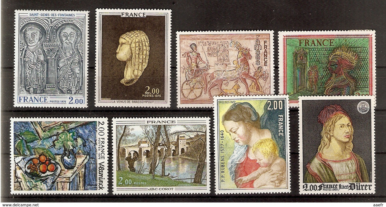 France 1963/80 - Tableaux  - Petit Lot De 20 MNH - Delacroix - Corot - Vlaminck - Degas - Derain - Seurat -  Rubens ... - Lots & Kiloware (mixtures) - Max. 999 Stamps