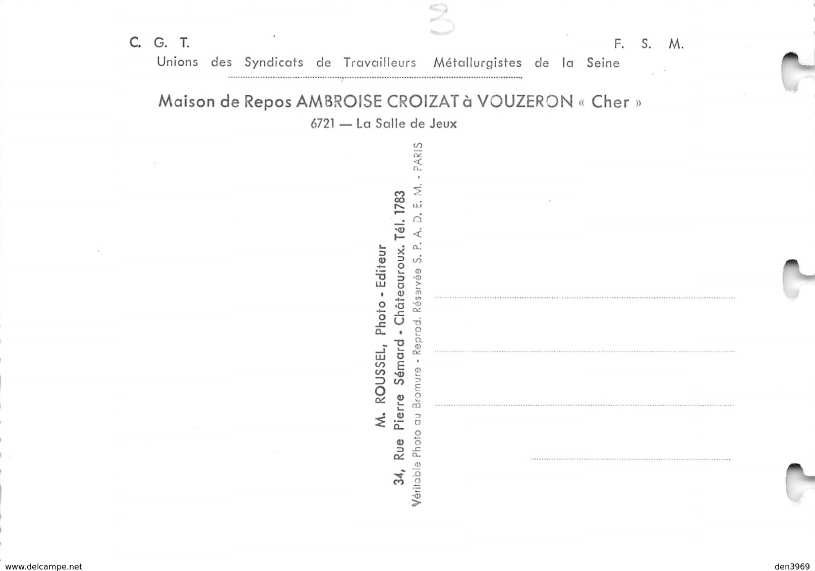 Vouzeron - Maison De Repos Ambroise Croizat - Billards - Unions Des Syndicats De Travailleurs Métallurgistes - C.G.T. - Vouzeron